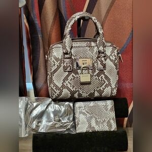 DKNY Elise Mini Box Crossbody handbag in a snakeskin print.W- A FREE Card Wallet